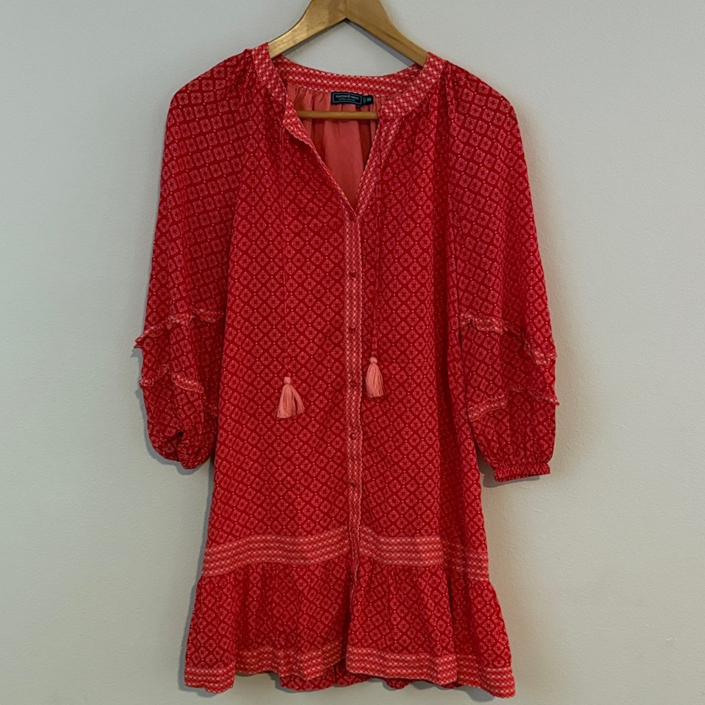 Vineyard Vines Tile Dress In Chelsea Geo Red - Picture 2 of 9